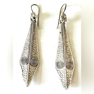 Antique Silver Signed 925 Tribal Earrings